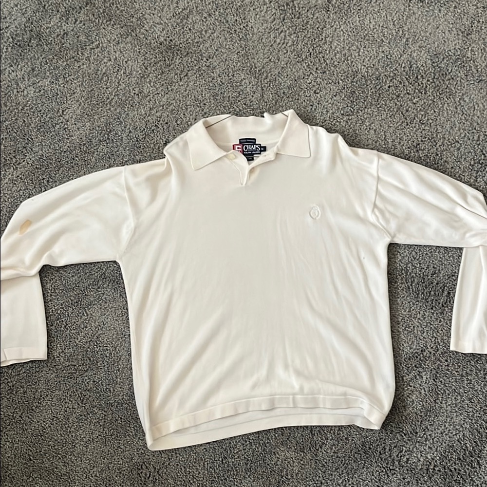White Long Sleeve Polo Shirt